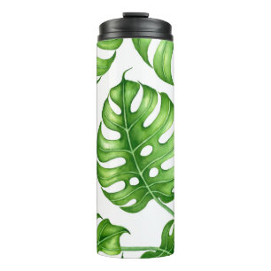 Garrafa Térmica Padrão de aquarela de Monstera