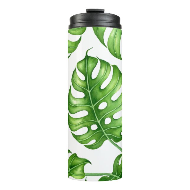 Garrafa Térmica Padrão de aquarela de Monstera (Frente)