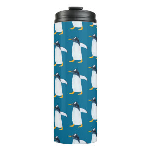 Garrafa Térmica Padrão de aquarela sem costura com pinguim