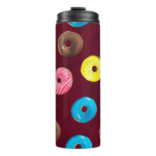 Garrafa Térmica Padrão de aquarelas sem costura com rosquinhas em