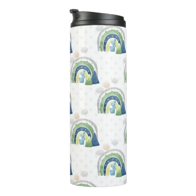 Garrafa Térmica Padrão de Arco-íris em Aquarela (Rotação à direita)