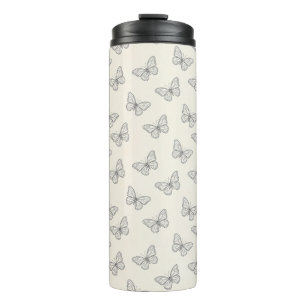 Garrafa Térmica Padrão de Arte em Linha de Borboleta