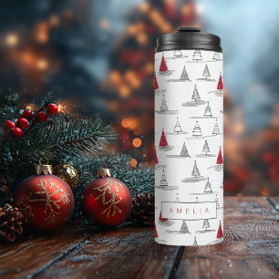 Garrafa Térmica Padrão de Árvore de Natal Vermelho nº 5 ID1009