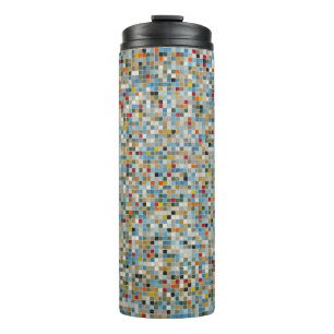 Garrafa Térmica Padrão de Azulejo multicolorido mosaico quadrado (