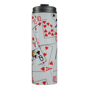 Garrafa Térmica Padrão de Baralho de Cartas Espalhadas,