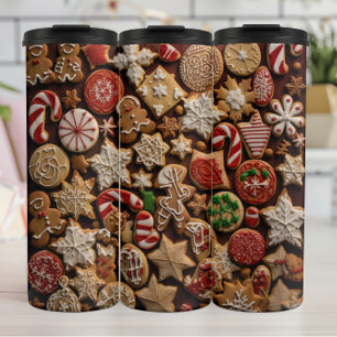 Garrafa Térmica Padrão de Biscoitos de Natal Sortidos