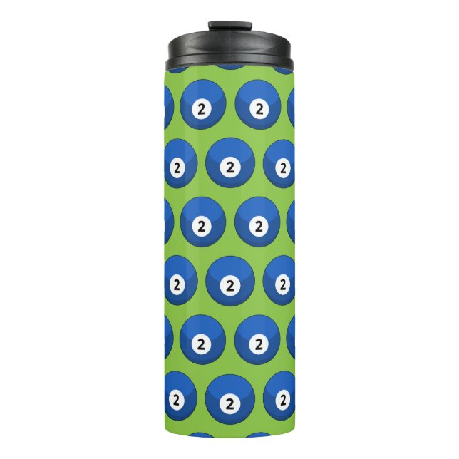 Garrafa Térmica Padrão de Bola Azul Billiard Número Dois (Frente)