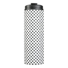 Garrafa Térmica Padrão de Bolinhas branca preta