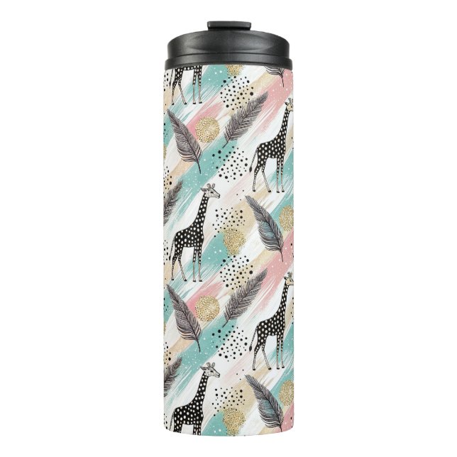 Garrafa Térmica Padrão de Bolinhas de Girafa Whimsical - Pastel (Frente)