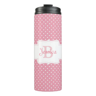 Garrafa Térmica Padrão de Bolinhas Rosa Personalizado