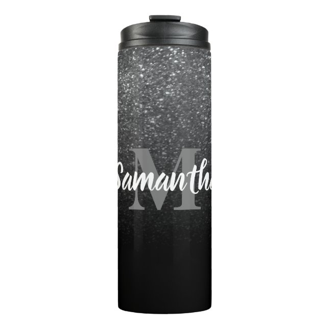 Garrafa Térmica Padrão de brilho preto (Frente)