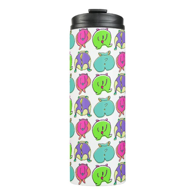 Garrafa Térmica Padrão de Bumbuns de Hamster Coloridos (Frente)