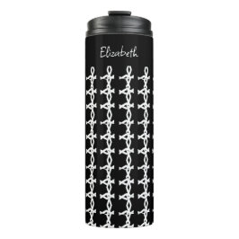 Garrafa Térmica Padrão de cadeia incrível, mínimo, preto e branco