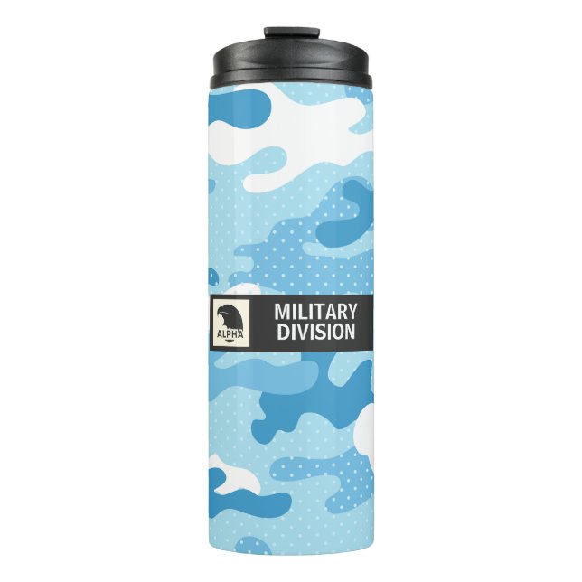 Garrafa Térmica Padrão de Camuflagem Azul Claro (Frente)