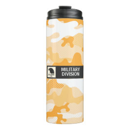 Garrafa Térmica Padrão de Camuflagem Laranja Abstrato