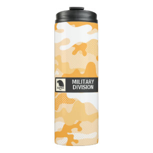 Garrafa Térmica Padrão de Camuflagem Laranja Abstrato