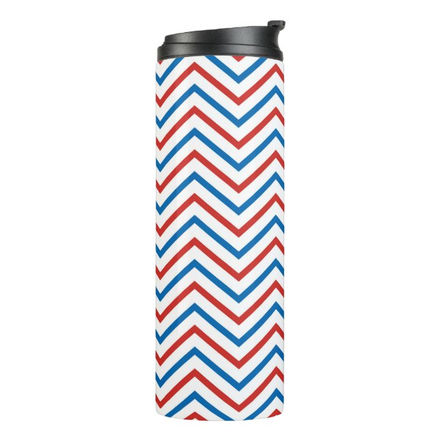 Garrafa Térmica Padrão de Chevron Azul Branco Vermelho (Giro à esquerda)
