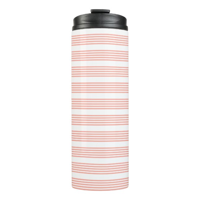 Garrafa Térmica Padrão de cinco faixas de coral e branco (Frente)