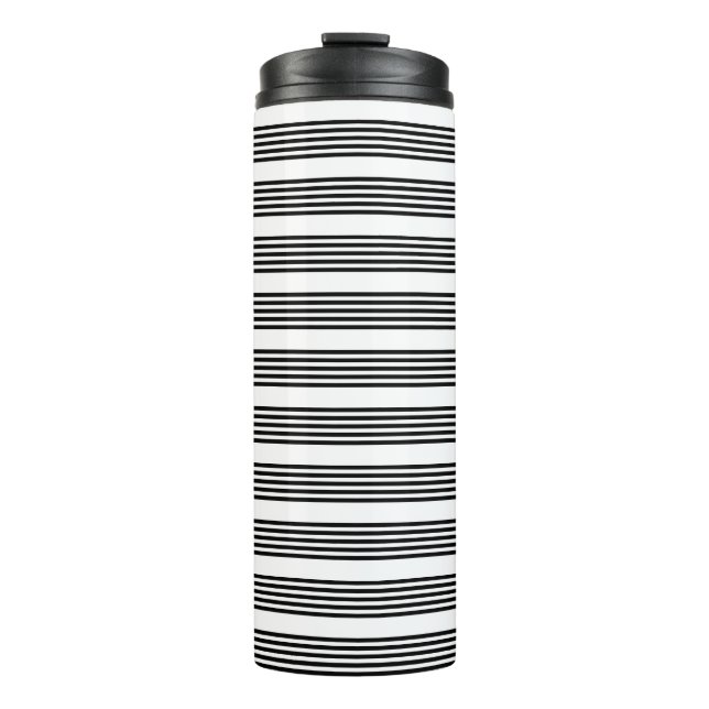 Garrafa Térmica Padrão de cinco faixas preto e branco (Frente)