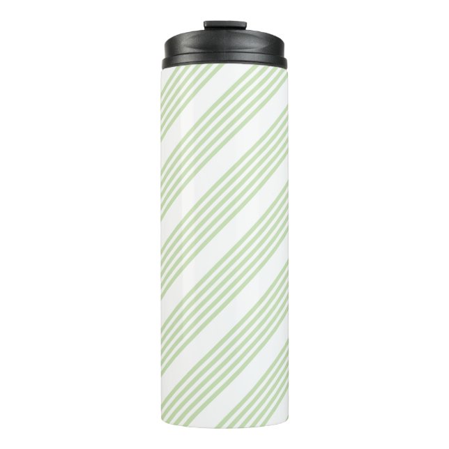 Garrafa Térmica Padrão de cinco faixas verde-claro e branco (Frente)