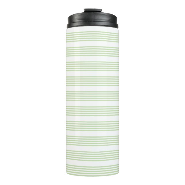 Garrafa Térmica Padrão de cinco faixas verde-claro e branco (Frente)