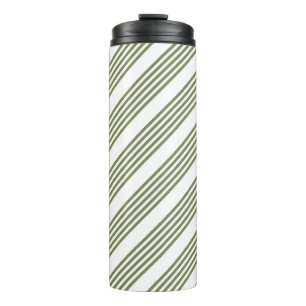 Garrafa Térmica Padrão de cinco faixas verde-oliva e branco