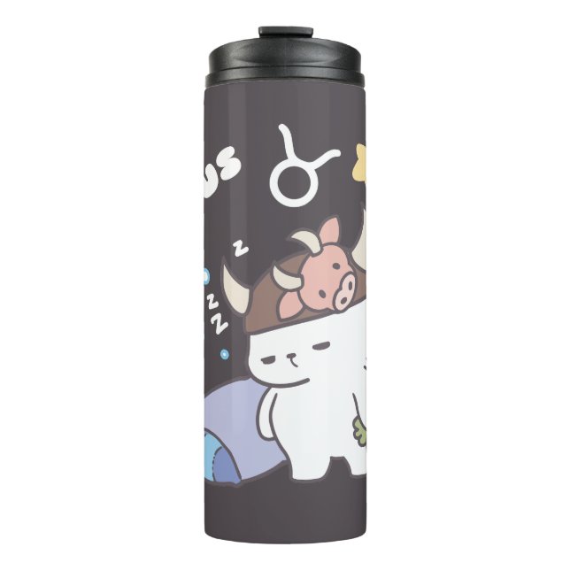 Garrafa Térmica Padrão de coelhinho de Taurus com sono - Zodiac (Frente)
