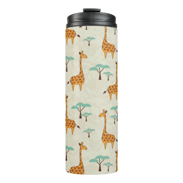 Garrafa Térmica Padrão de colheita da árvore Giraffe. (Frente)