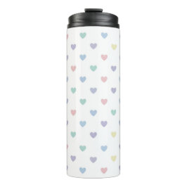 Garrafa Térmica Padrão de Coração Pastel Suave Minimalista