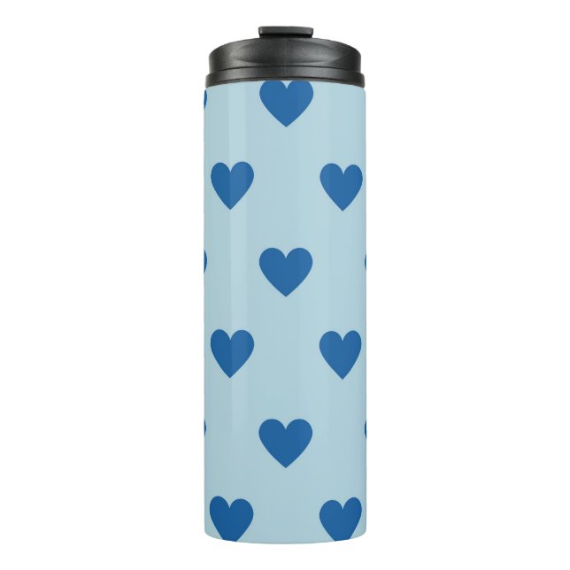 Garrafa Térmica Padrão de Coração Simples Azul (Frente)