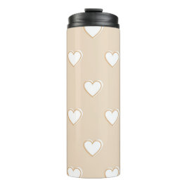 Garrafa Térmica Padrão de Coração Simples, Grito e Branco Cor-de-R