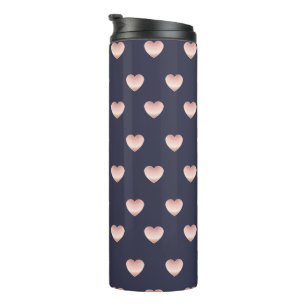 Garrafa Térmica Padrão de Corações Brilhantes, Cor-de-Rosa, Dourad