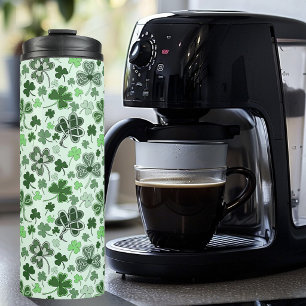Garrafa Térmica Padrão de Corações de Trevo de Três Folhas Verde C