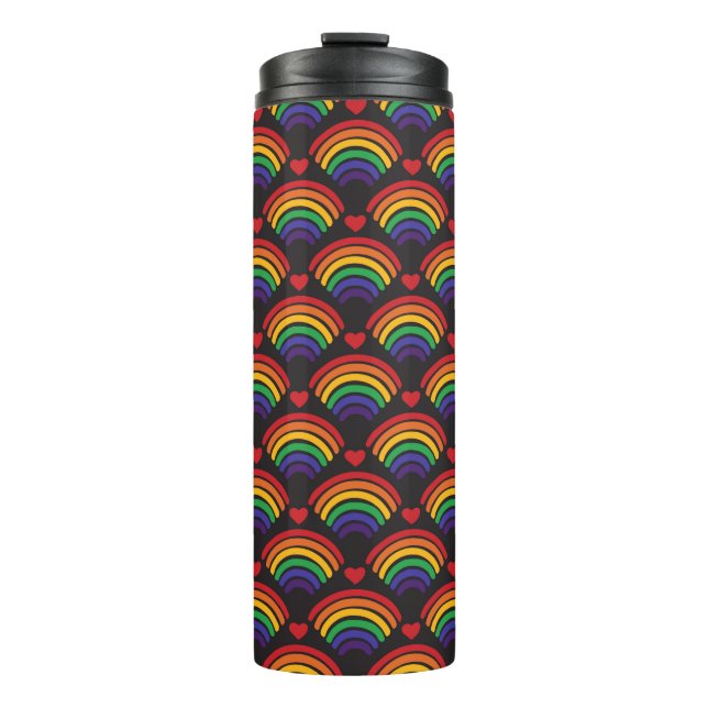Garrafa Térmica Padrão de Corações e Rainbows (Frente)