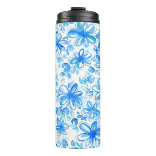 Garrafa Térmica Padrão De Cuta De Chintz Floral De Aquarela