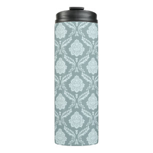 Garrafa Térmica Padrão de Damasco Rococó Azul Ovo de Pato+Verde Ág