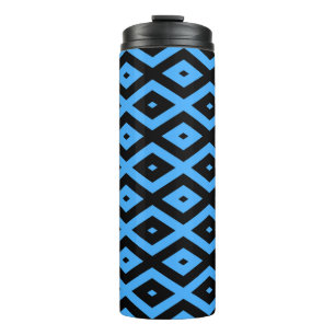 Garrafa Térmica Padrão de diamante azul-céu e preto