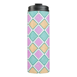 Garrafa Térmica Padrão de Diamante Prisma Harlequim Pastel