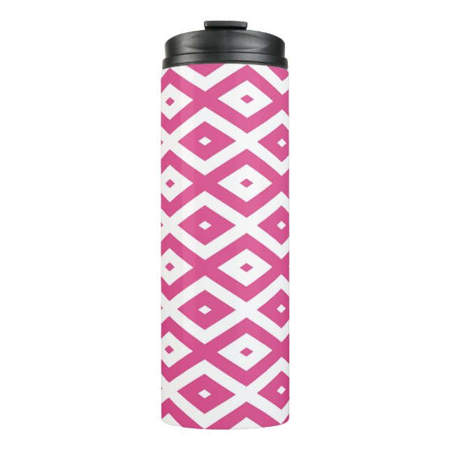 Garrafa Térmica Padrão de diamante rosa e branco (Frente)