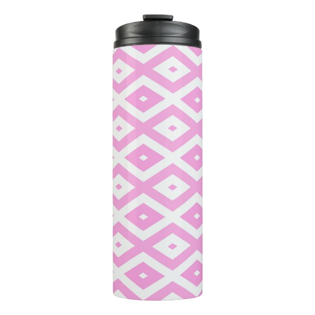Garrafa Térmica Padrão de diamante rosa e branco (Frente)