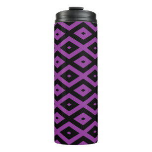 Garrafa Térmica Padrão de diamante roxo e preto