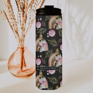 Garrafa Térmica Padrão de Dinossauro Elegante Tumbler Monograma