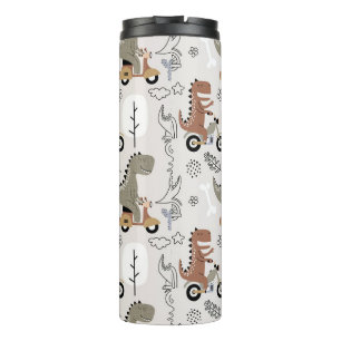 Garrafa Térmica Padrão de Dinossauro Engraçado