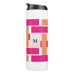 Garrafa Térmica Padrão de distribuição feminina do monograma chic