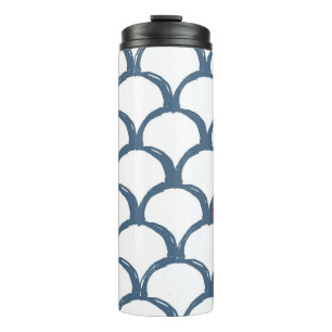 Garrafa Térmica Padrão de escala de desenho azul e branco e arco-í