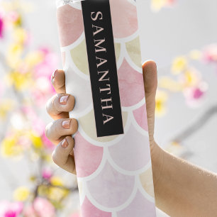 Garrafa Térmica Padrão de Escala de Sereia de Pastel Watercolor co