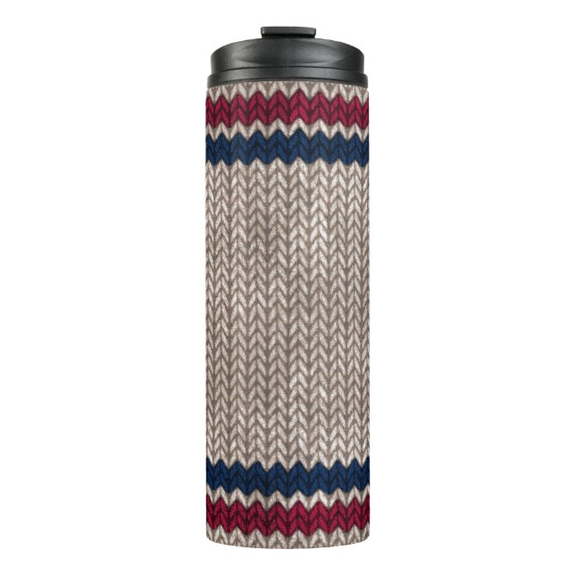Garrafa Térmica Padrão de faixa de aspecto azul branco vermelho (Frente)