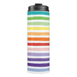 Garrafa Térmica Padrão de Faixa de Pincel de Aquarela Arco-íris