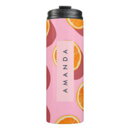 Garrafa Térmica Padrão de Fatia Laranja Personalizada do Monograma