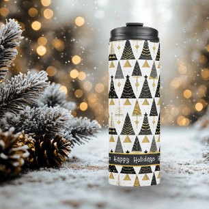 Garrafa Térmica Padrão de Feliz de Natal Dourado preto nº 25 ID100
